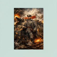 Jozef Pilsudski on armored train poster 8
