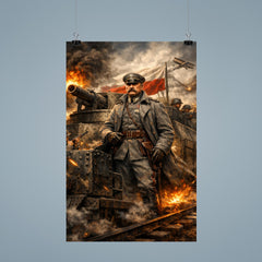 Jozef Pilsudski on armored train poster 9