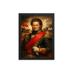 Juan Manuel de Rosas in crimson federalist sash framed print on a plain backdrop in size 12"x16".