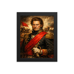 Juan Manuel de Rosas in crimson federalist sash framed print on a plain backdrop in size 8"x10".