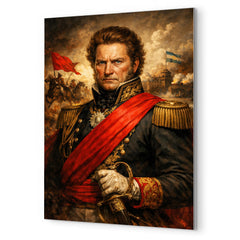 Juan Manuel de Rosas in crimson federalist sash metal print mockup