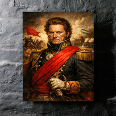 Juan Manuel de Rosas in crimson federalist sash metal print mockup