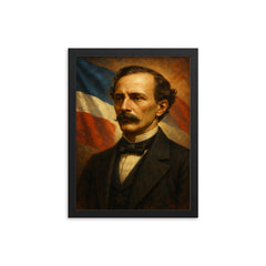 Juan Pablo Duarte framed print on a plain backdrop in size 12"x16".