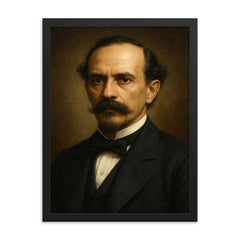 Juan Pablo Duarte portrait framed print on a plain backdrop in size 18"x24".