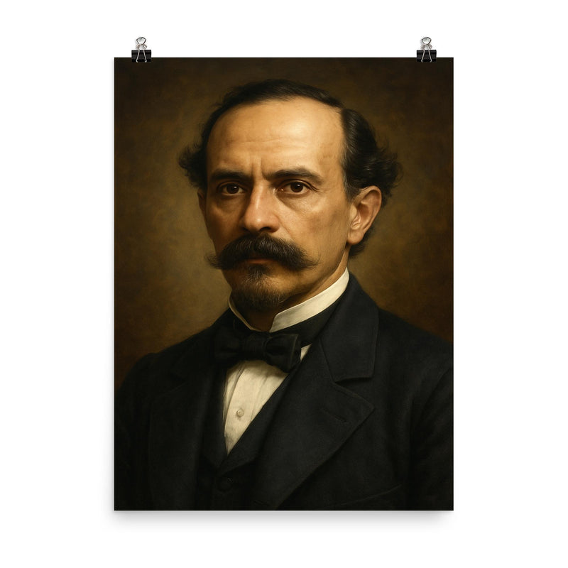 Juan Pablo Duarte portrait poster on a plain backdrop in size 8