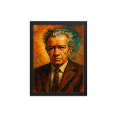 Juan Rulfo framed print on a plain backdrop in size 12"x16".