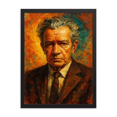 Juan Rulfo framed print on a plain backdrop in size 18"x24".