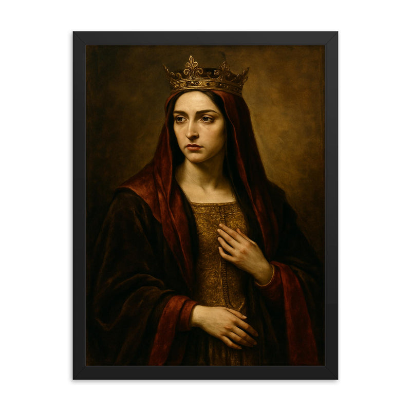 Juana la Loca framed print on a plain backdrop in size 18