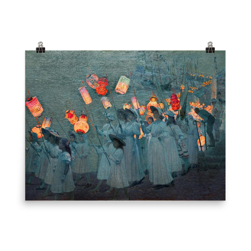 Jubilee Procession in a Cornish Village by George Sherwood Hunter, 1897 poster on a plain backdrop in size 8