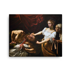 Judith and Holofernes by Caravaggio canvas print on a plain backdrop in size 16"x20".