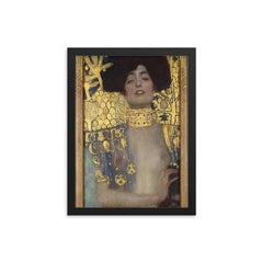 Judith and the Head of Holofernes by Gustav Klimt, 1901 framed print on a plain backdrop in size 12"x16".