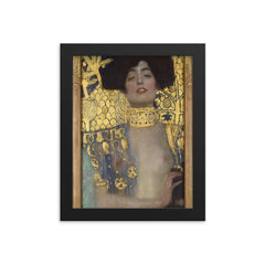 Judith and the Head of Holofernes by Gustav Klimt, 1901 framed print on a plain backdrop in size 8"x10".