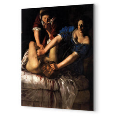 Judith beheading Holofernes by Artemisia Gentileschi metal print mockup