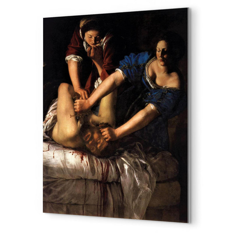 Judith beheading Holofernes by Artemisia Gentileschi metal print mockup
