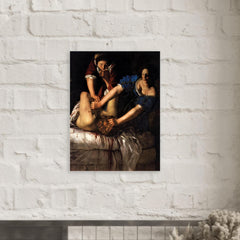 Judith beheading Holofernes by Artemisia Gentileschi metal print mockup