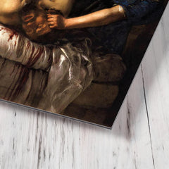Judith beheading Holofernes by Artemisia Gentileschi metal print mockup