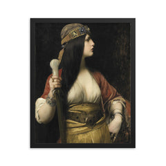 Judith by Jules Lefebvre, 1892 framed print on a plain backdrop in size 16"x20".