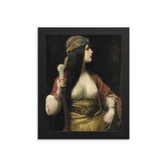 Judith by Jules Lefebvre, 1892 framed print on a plain backdrop in size 8"x10".