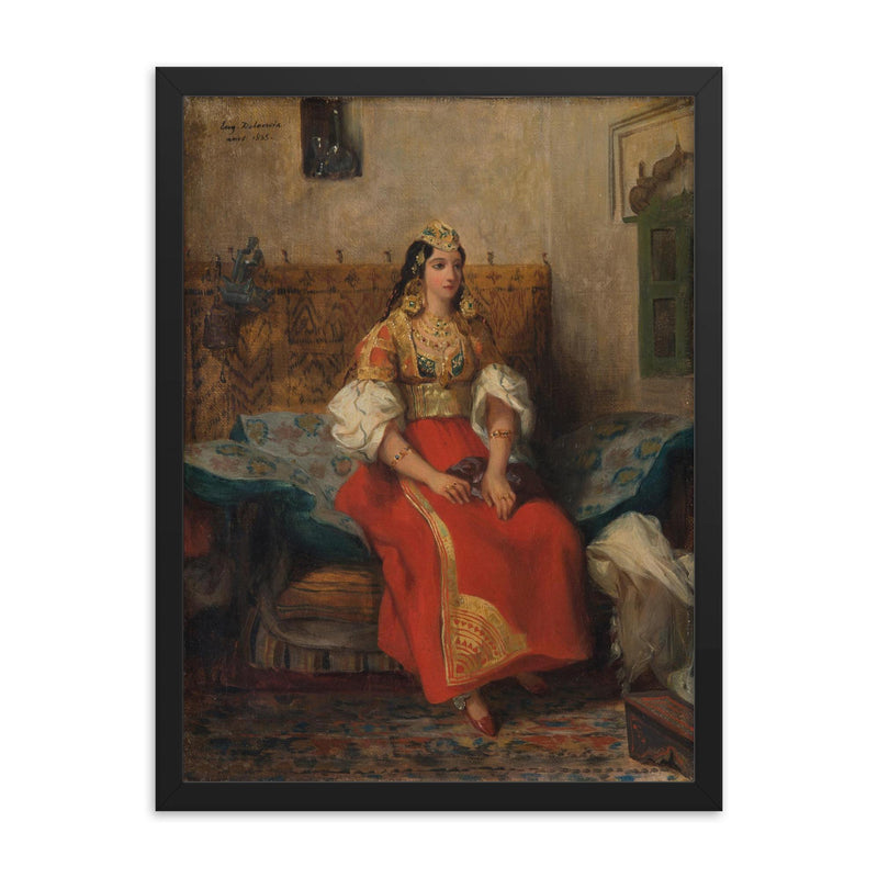 Juive de Tanger en Costume d'Apparat by Eugène Delacroix, 1835 framed print on a plain backdrop in size 18
