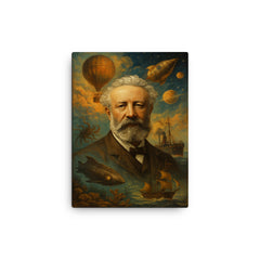 Jules Verne canvas print on a plain backdrop in size 12"x16".