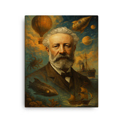 Jules Verne canvas print on a plain backdrop in size 16"x20".