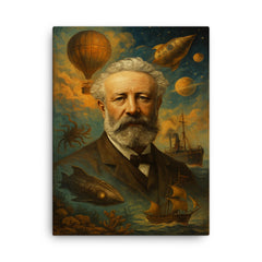 Jules Verne canvas print on a plain backdrop in size 18"x24".