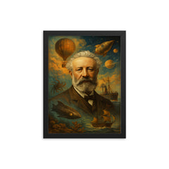 Jules Verne framed print on a plain backdrop in size 12"x16".