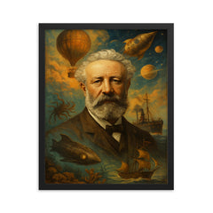 Jules Verne framed print on a plain backdrop in size 16"x20".