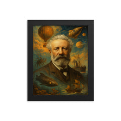 Jules Verne framed print on a plain backdrop in size 8"x10".