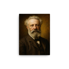 Jules Verne portrait canvas print on a plain backdrop in size 12"x16".