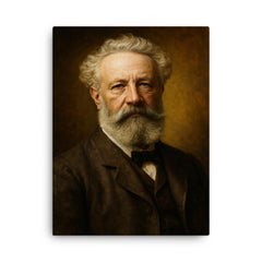 Jules Verne portrait canvas print on a plain backdrop in size 18"x24".