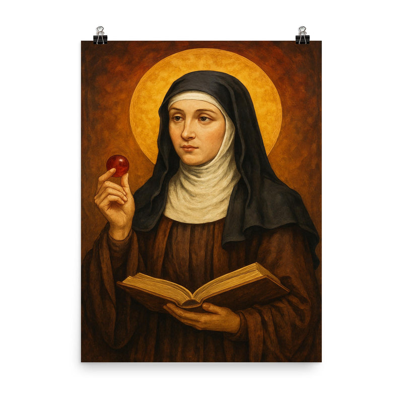 Julian of Norwich poster on a plain backdrop in size 8