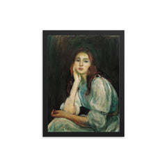 Julie Daydreaming by Berthe Morisot, 1894 framed print on a plain backdrop in size 12"x16".