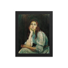 Julie Daydreaming by Berthe Morisot, 1894 framed print on a plain backdrop in size 8"x10".