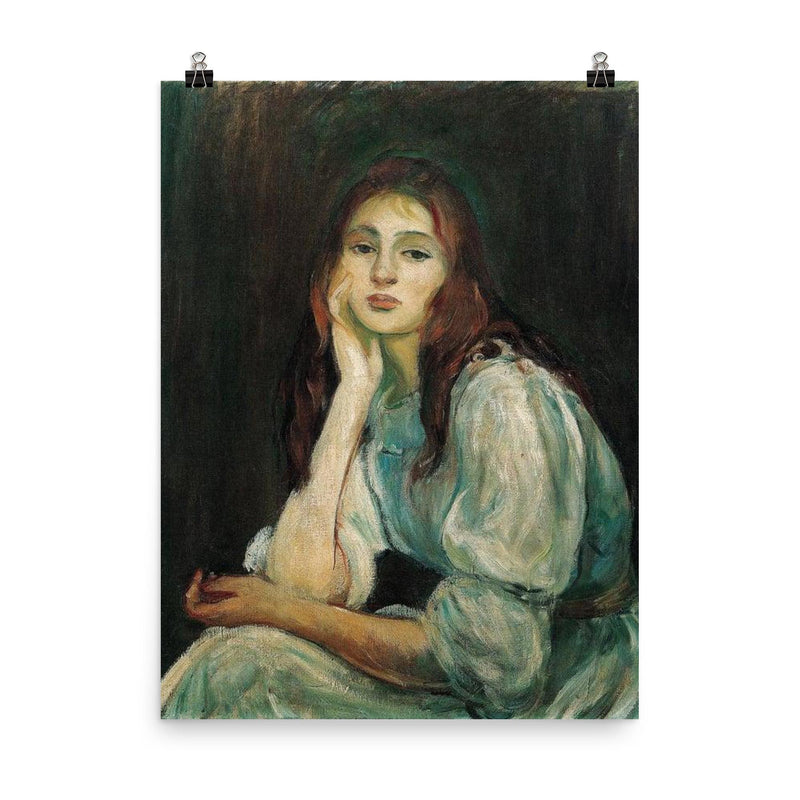 Julie Daydreaming by Berthe Morisot, 1894 poster on a plain backdrop in size 8