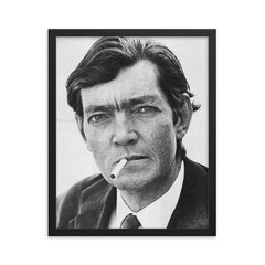 Julio Cortazar framed print on a plain backdrop in size 16"x20".