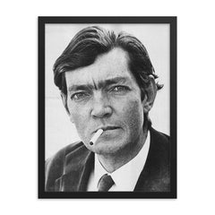 Julio Cortazar framed print on a plain backdrop in size 18"x24".