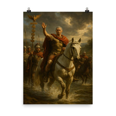 Julius Caesar crossing the Rubicon poster on a plain backdrop in size 8"x10".