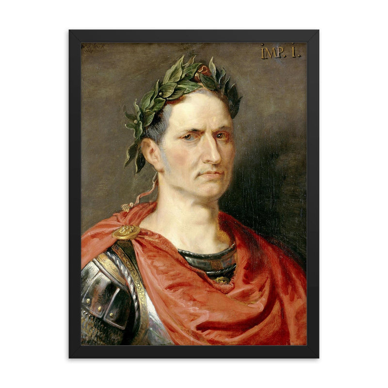 Julius Caesar framed print on a plain backdrop in size 18