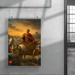 Julius Caesar in a chariot stuck in a modern day traffic jam_2 poster 4