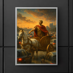 Julius Caesar in a chariot stuck in a modern day traffic jam_2 poster 5