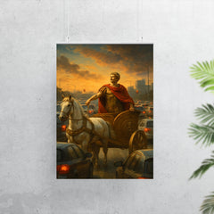 Julius Caesar in a chariot stuck in a modern day traffic jam_2 poster 7