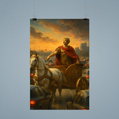 Julius Caesar in a chariot stuck in a modern day traffic jam_2 poster 9