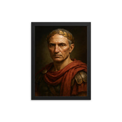 Julius Caesar portrait framed print on a plain backdrop in size 12"x16".