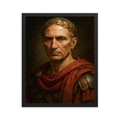Julius Caesar portrait framed print on a plain backdrop in size 16"x20".