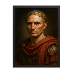 Julius Caesar portrait framed print on a plain backdrop in size 18"x24".