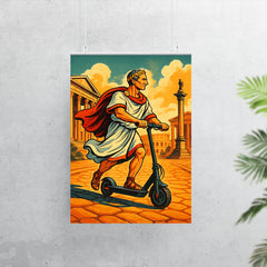 Julius Caesar riding a scooter through ancient Rome poster 7