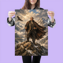 Julius Evola atop alpine crags poster 3