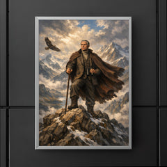 Julius Evola atop alpine crags poster 5
