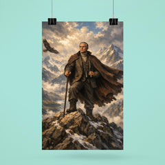 Julius Evola atop alpine crags poster 6